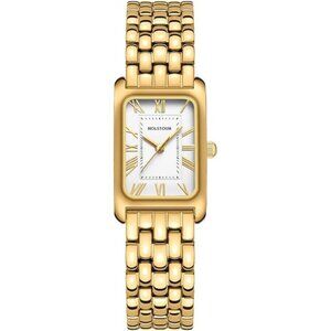 Elegant Rectangular Gold Women’s Watch | Stainless Steel Bracelet